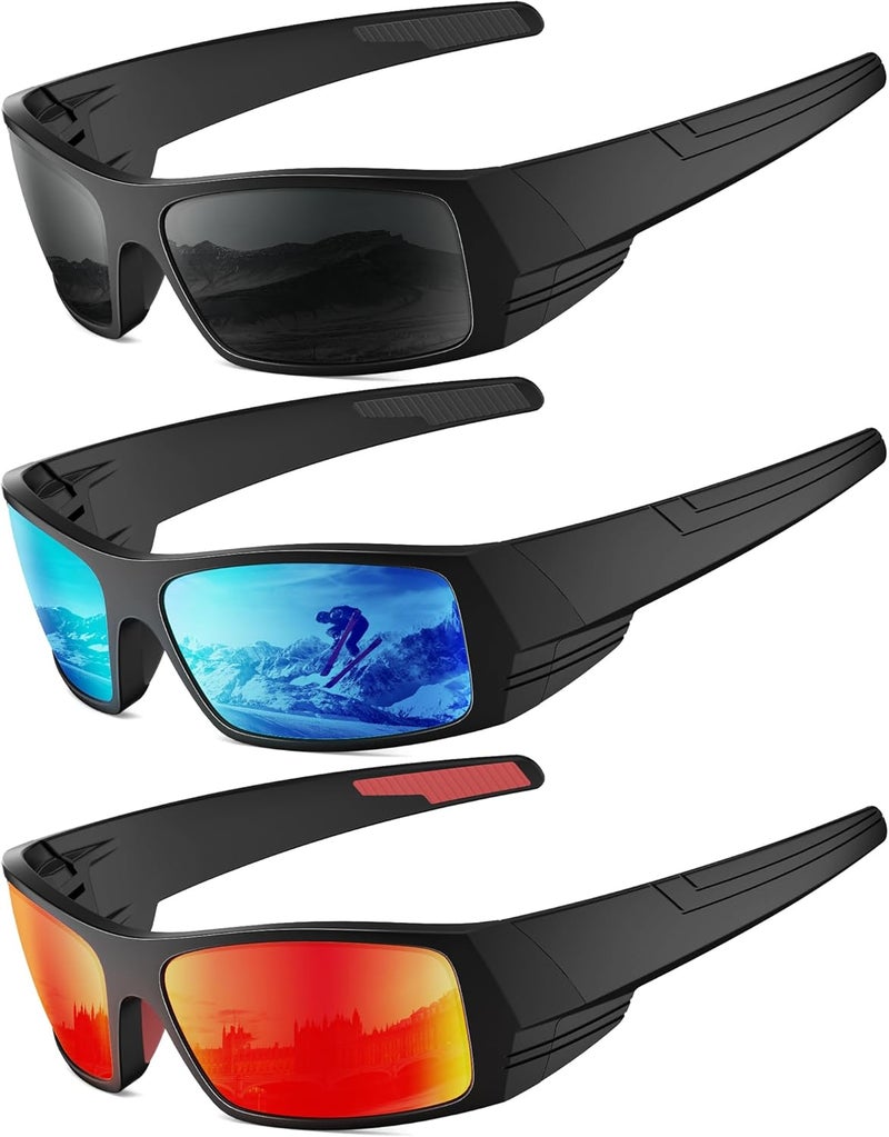 QALLY Store Sports Sunglasses-Men Polarized Mens-Sunglasses: Wrap Around Sun Glasses for Cycling Fishing with UV400 Protection - Image 1